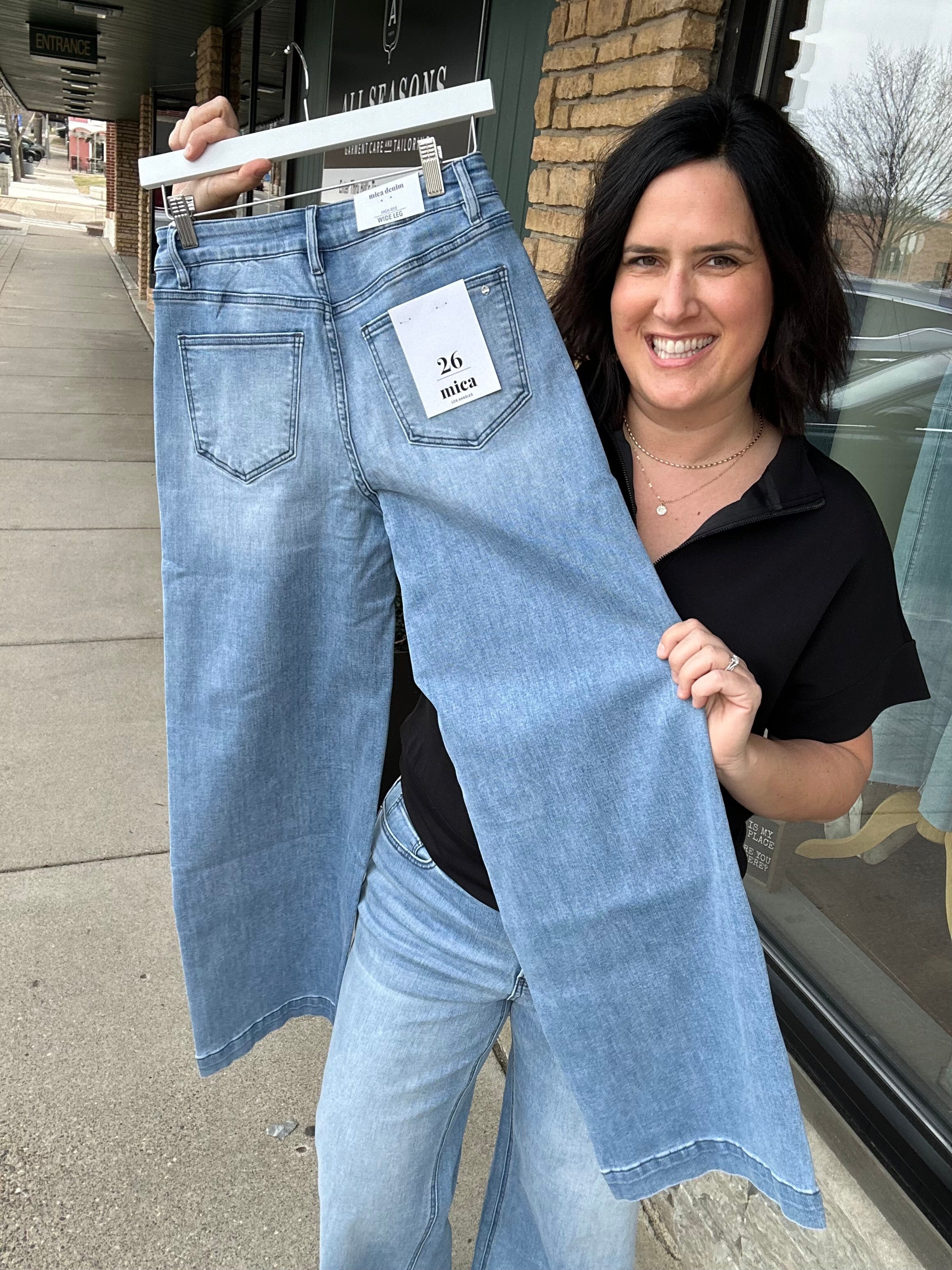 Space Blue Wide Leg Trouser Hem Jeans MICA DENIM