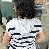 Blue & White Striped Hoodie Sweater Top - Sweater STACCATO
