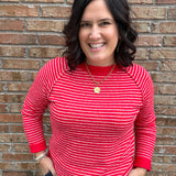 Red Striped Raglan Sweater