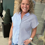 Blue Ramona Color Block Button Down Tops - Button Ups FLAG AND ANTHEM