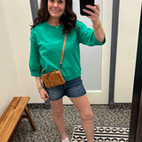 Green Seam Detail Top Top- Sweatshirt JODIFL