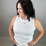 Off White Ruffle Tank Tops- Tanks DOE & RAE