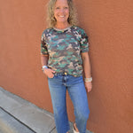 Camo Short Sleeve Sweater Top - Sweater FATE by LFD