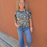 Camo Short Sleeve Sweater Top - Sweater FATE by LFD