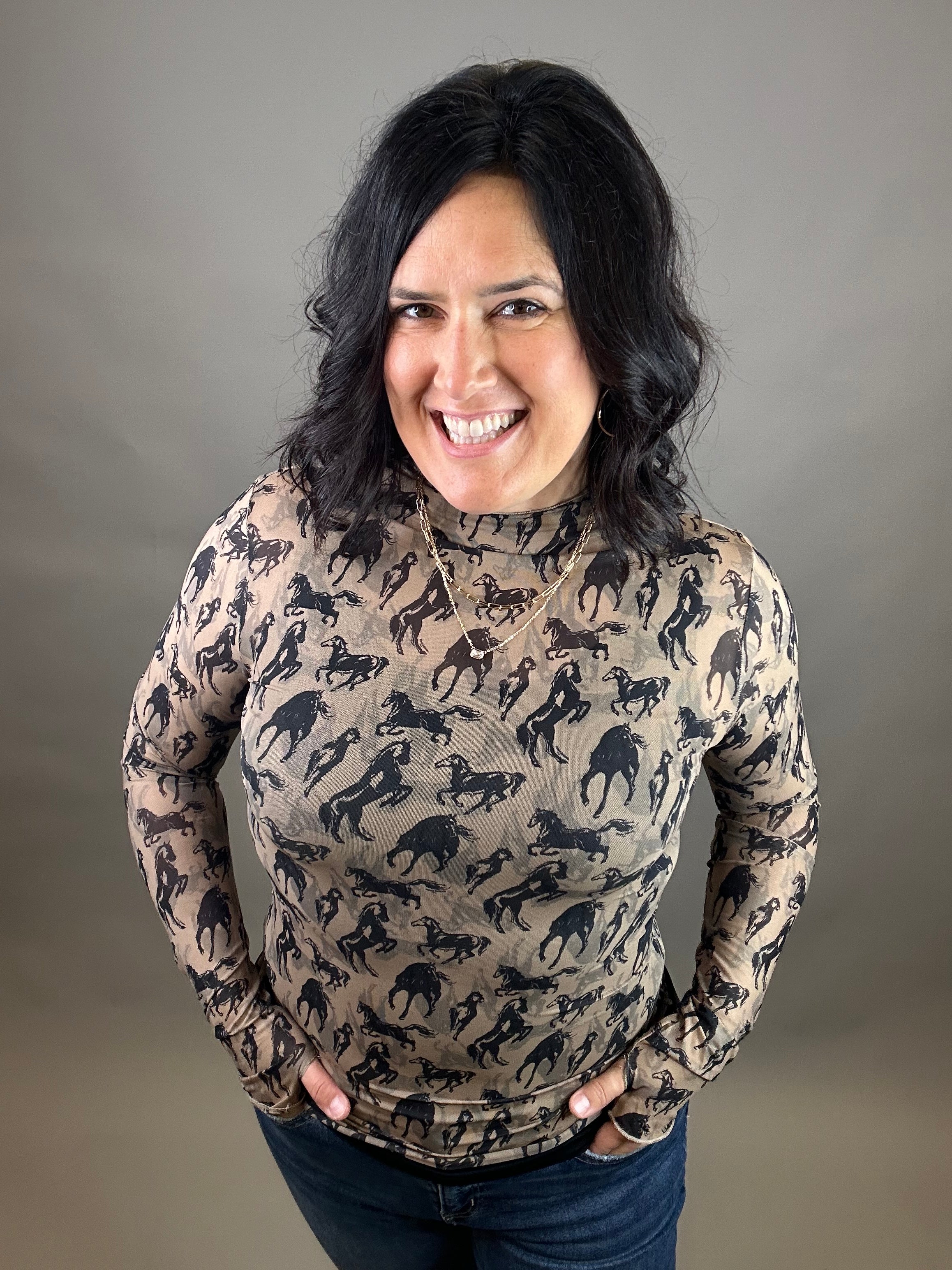 Western Mesh Top Tops- Blouses EE:SOME