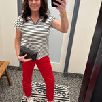 Scarlet Red High-Rise Crop Jogger Pants Bottoms- Joggers RISEN