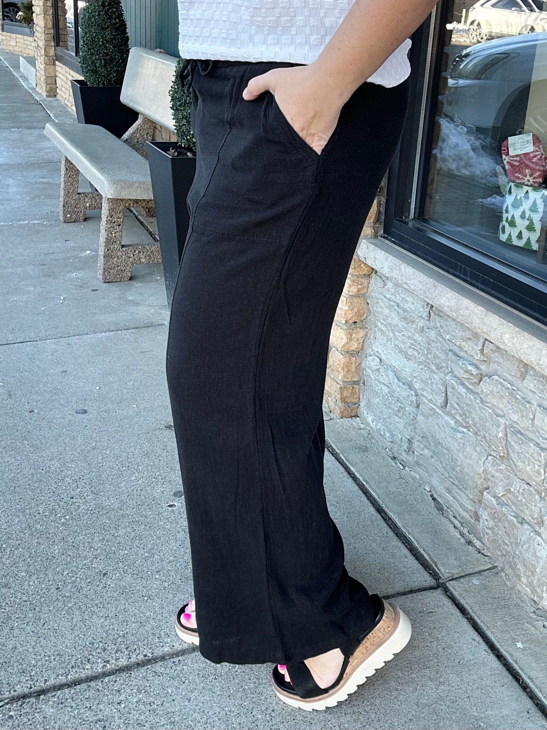 Black Solana Pants Bottom- Pants THREAD & SUPPLY
