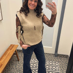 Taupe Mock Neck Side Tie Vest Top - Sweater SUNDAY EDITION