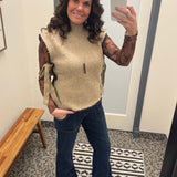 Taupe Mock Neck Side Tie Vest Top - Sweater SUNDAY EDITION