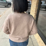 Mocha V-Neck Basic Sweater Top - Sweater HEM & THREAD