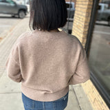 Mocha V-Neck Basic Sweater Top - Sweater HEM & THREAD