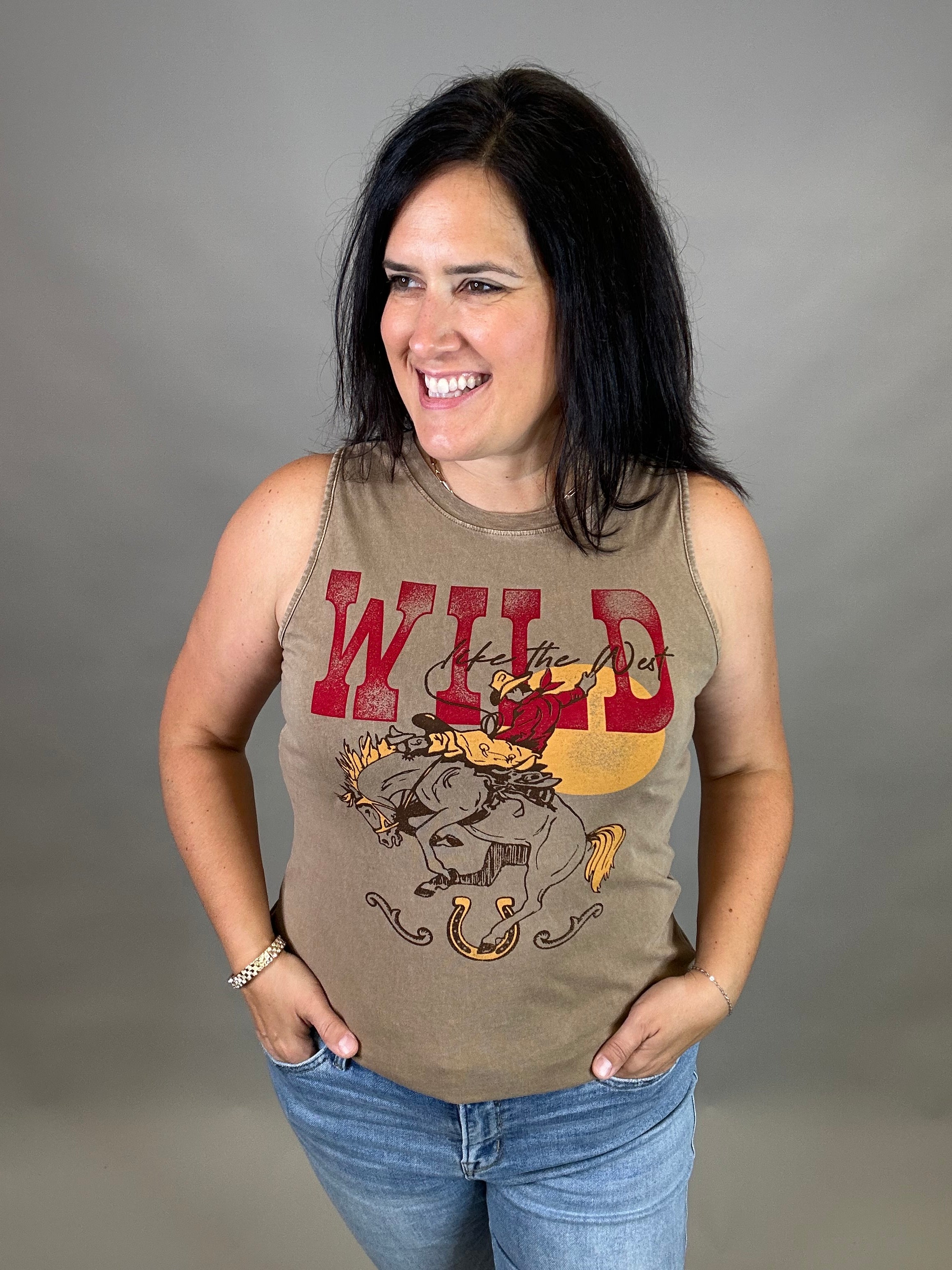 Mineral Taupe Wild Like the West Tank Tops- Tanks HRT and LUV