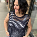 Navy Chunky Open Stitch Sweater Vest Top - Sweater DOE & RAE
