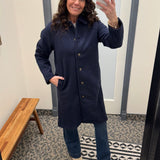 Navy Teddy Button Down Coat