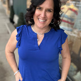 Royal Blue Flutter Sleeve Lizzy Top