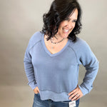 Bleached Blue Zane Sweatshirt Top - Sweatshirt THREAD & SUPPLY