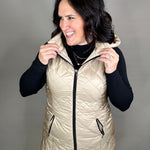 Camel Long Quilted Vest Outerwear - Vest Anorak