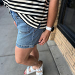 Black & Cream Stripe Crew Neck Top Top - Tee WISHLIST