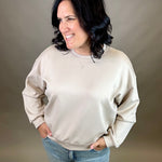 Stone Side Button Sweatshirt Top- Sweatshirts WISHLIST