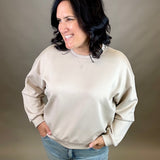 Stone Side Button Sweatshirt Top- Sweatshirts WISHLIST