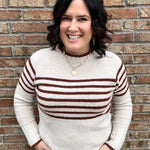 Copper Striped Crew Neck Sweater Top - Sweater STACCATO