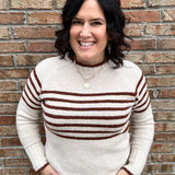 Copper Striped Crew Neck Sweater Top - Sweater STACCATO
