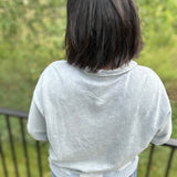 Denim Washed Half Button Sweatshirt Top- Sweatshirt TRES BIEN
