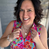 Aqua and Pink Liz Tiered Dress Dresses DEAR SCARLETT