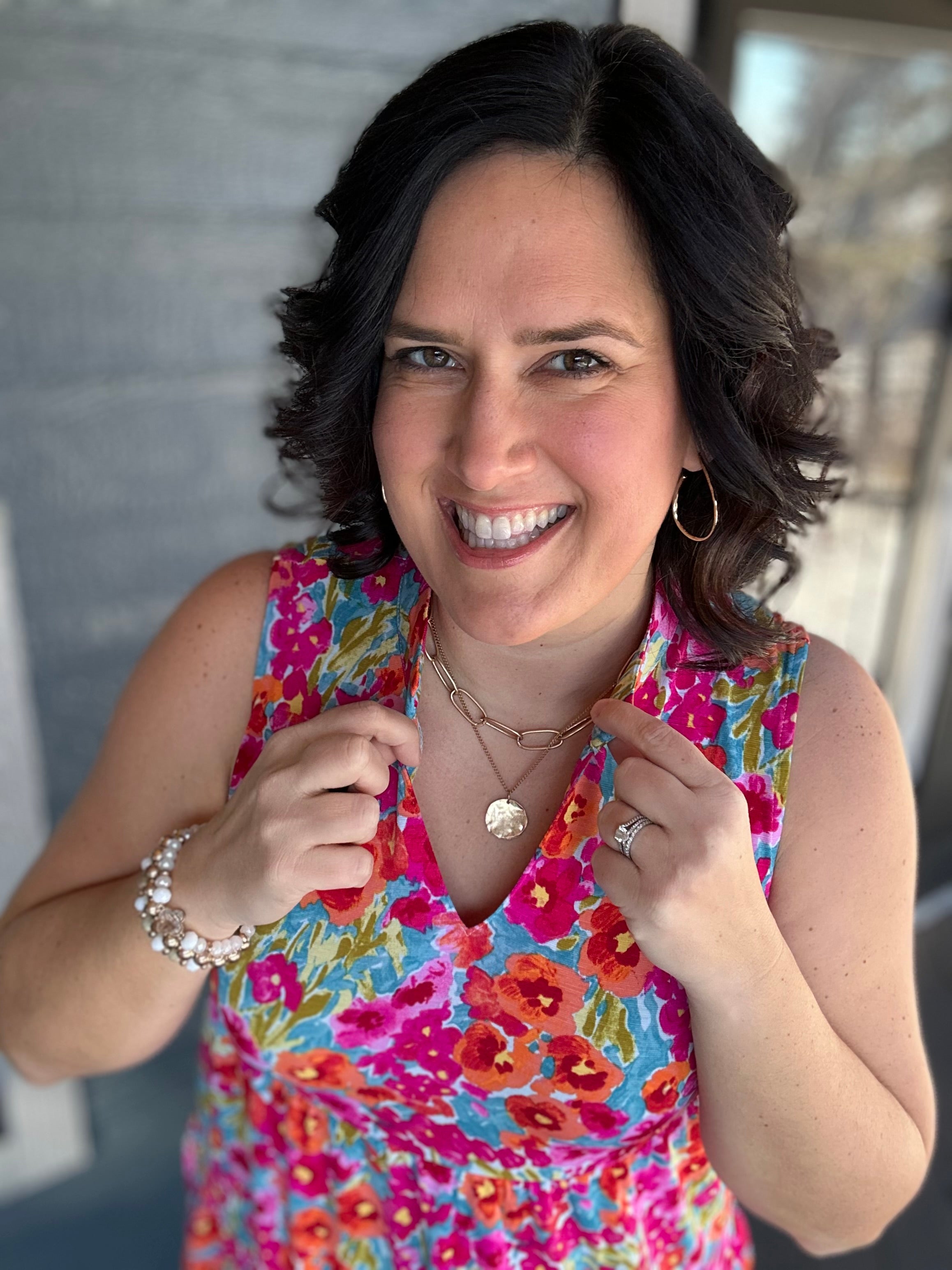 Aqua and Pink Liz Tiered Dress Dresses DEAR SCARLETT