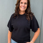 Black Crew Neck Dolman Sweater Top Top - Sweater STACCATO