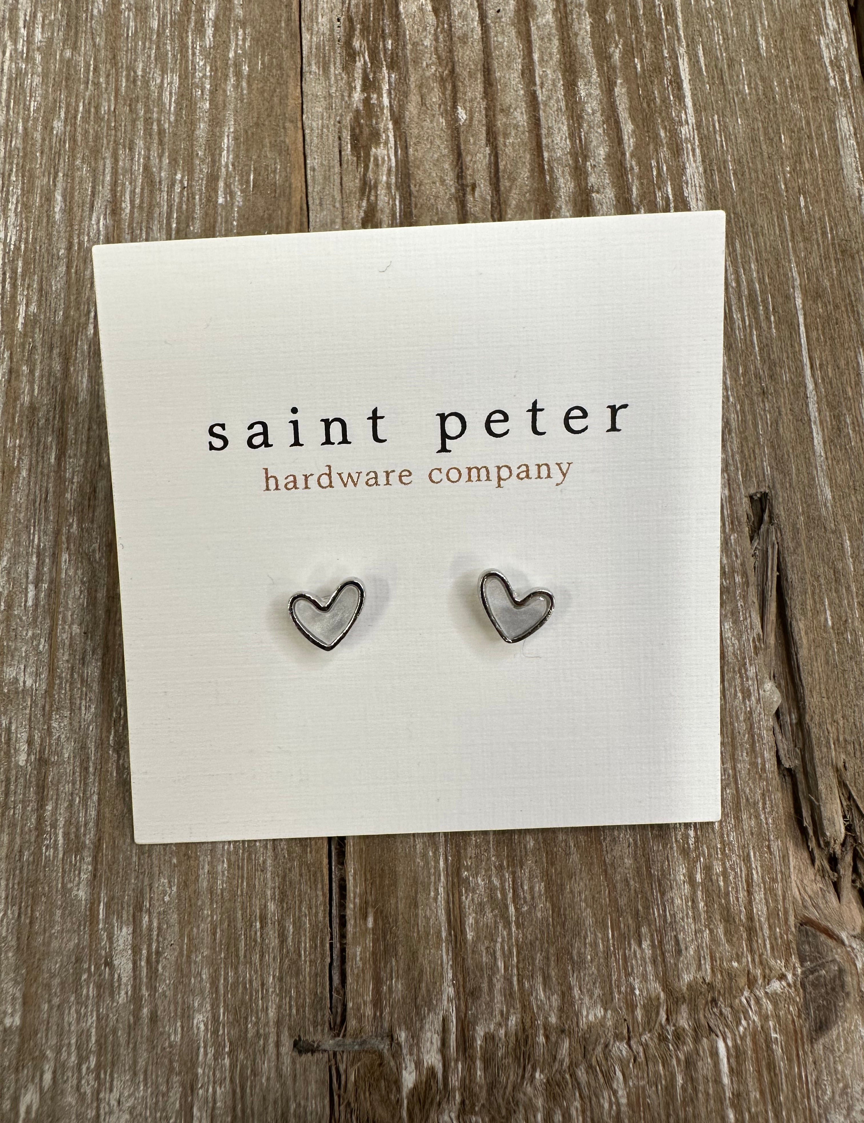White/Silver Heart Earrings Jewelry - Earrings St. Peter hardware