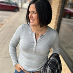 Denning LS Henley in Heather Grey Tops- Long Sleeve FLAG AND ANTHEM