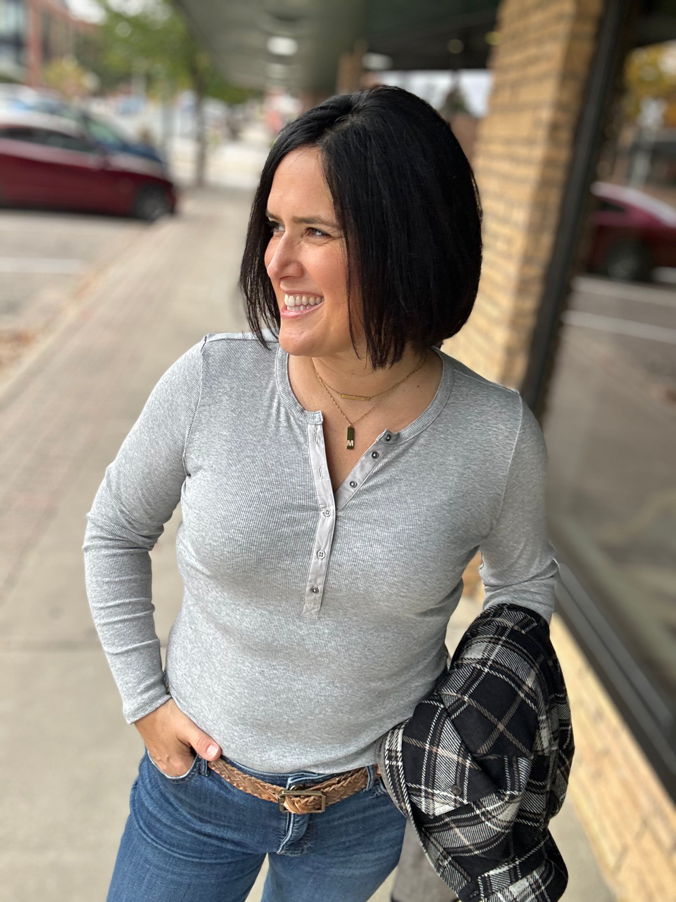 Denning LS Henley in Heather Grey Tops- Long Sleeve FLAG AND ANTHEM