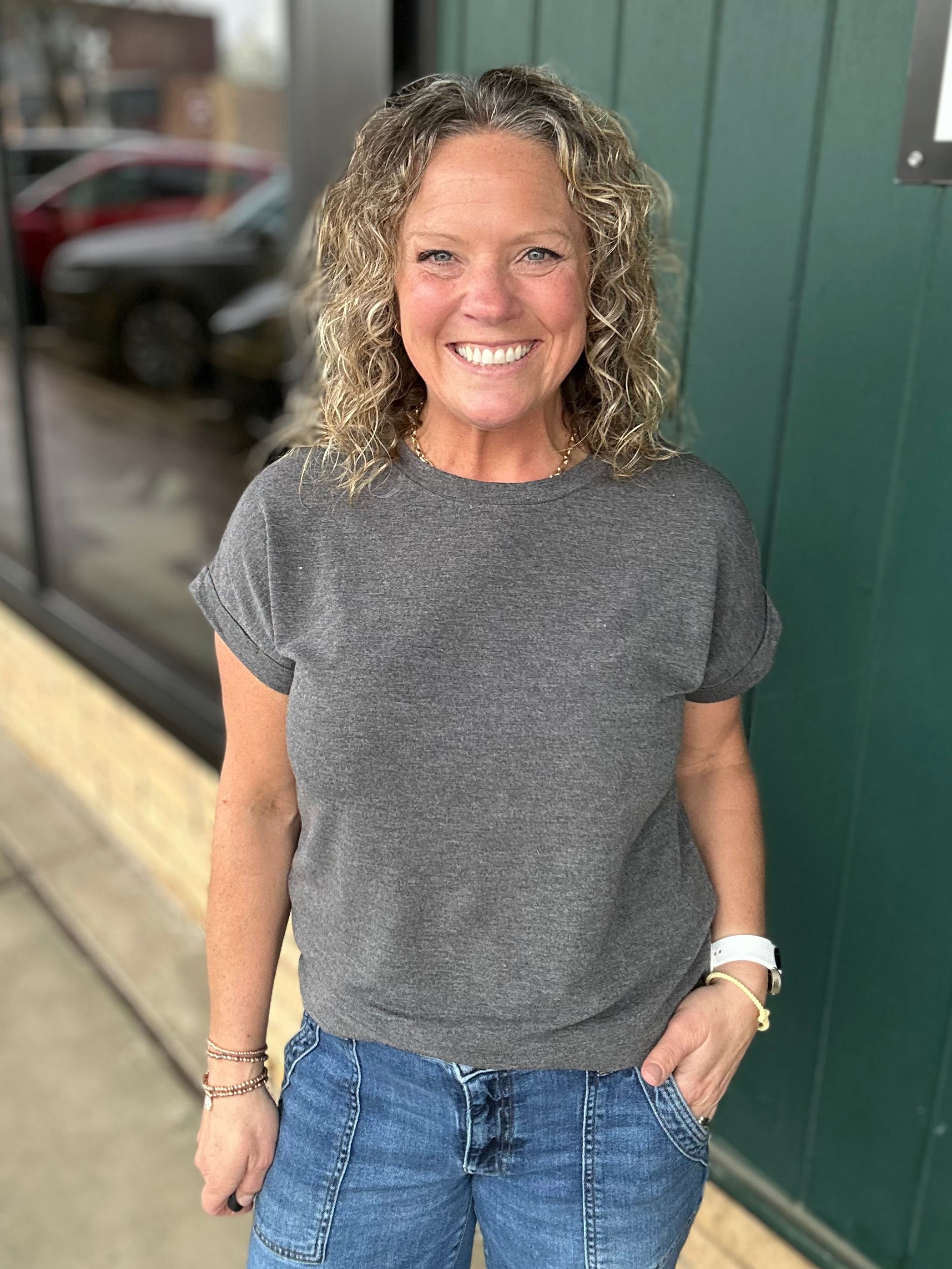 Charcoal Everyday Short Sleeve Top Top - Tee STACCATO
