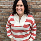 Orange Terry Striped Top Top - Sweatshirt STACCATO