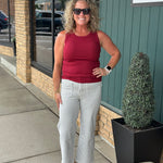 Gray Striped Wide Leg Jeans Bottom- Pants MICA DENIM