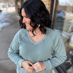 Light Teal Blue Ruby Sweatshirt Top- Sweatshirt THREAD & SUPPLY