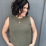 Olive Round Neck Sweater Top - Sweater FATE by LFD