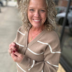 Tan Ivory Stripe Brianna Sweater Top - Sweater THREAD & SUPPLY
