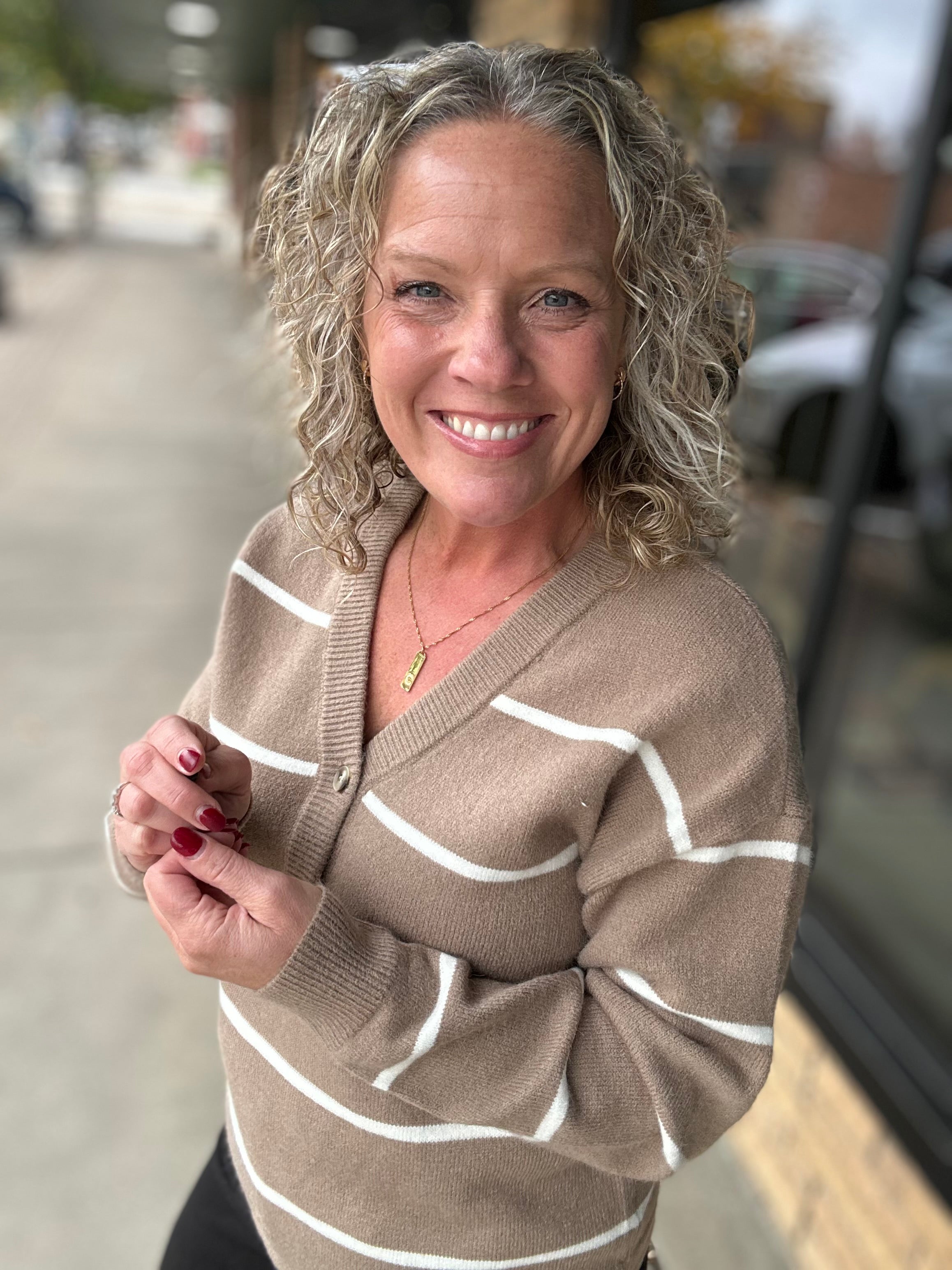 Tan Ivory Stripe Brianna Sweater Top - Sweater THREAD & SUPPLY