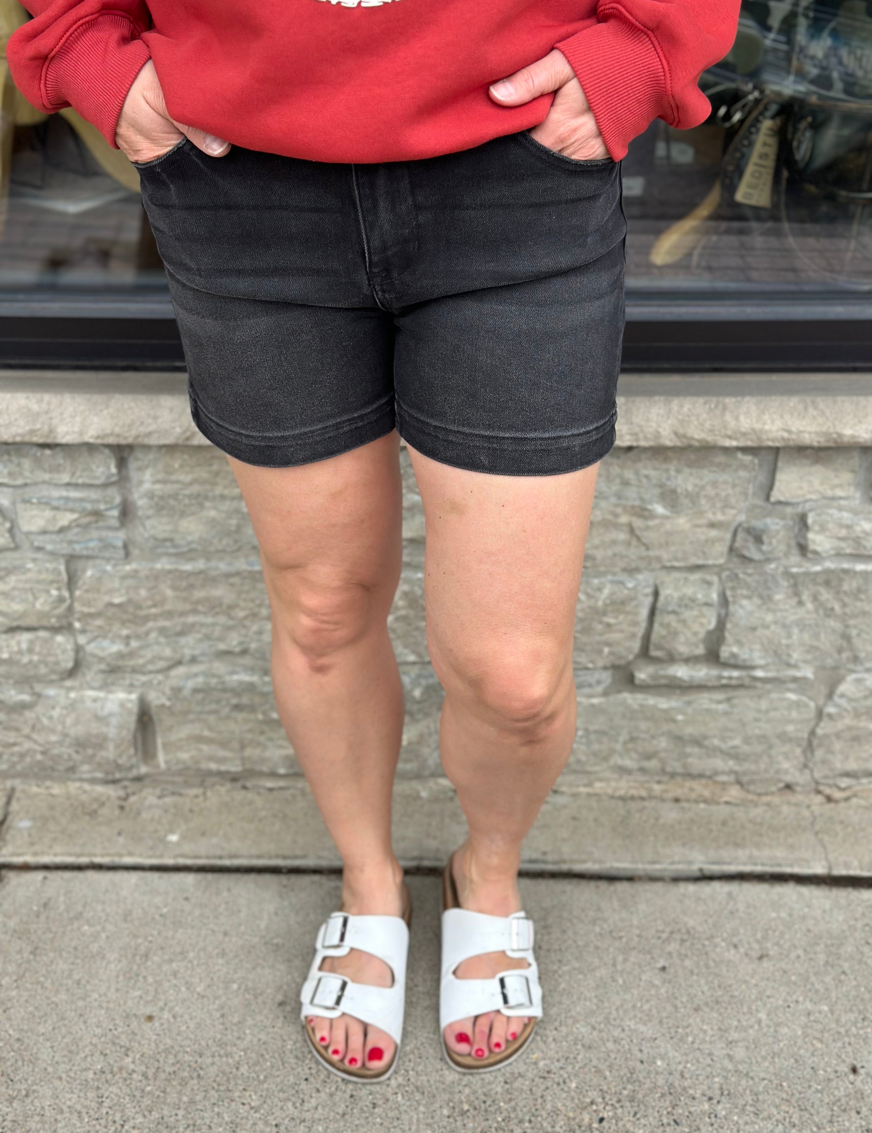 Black High Rise Basic Short Bottoms - Shorts RISEN