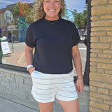 Black Modal Short Sleeve Top Top - Tee RAE MODE