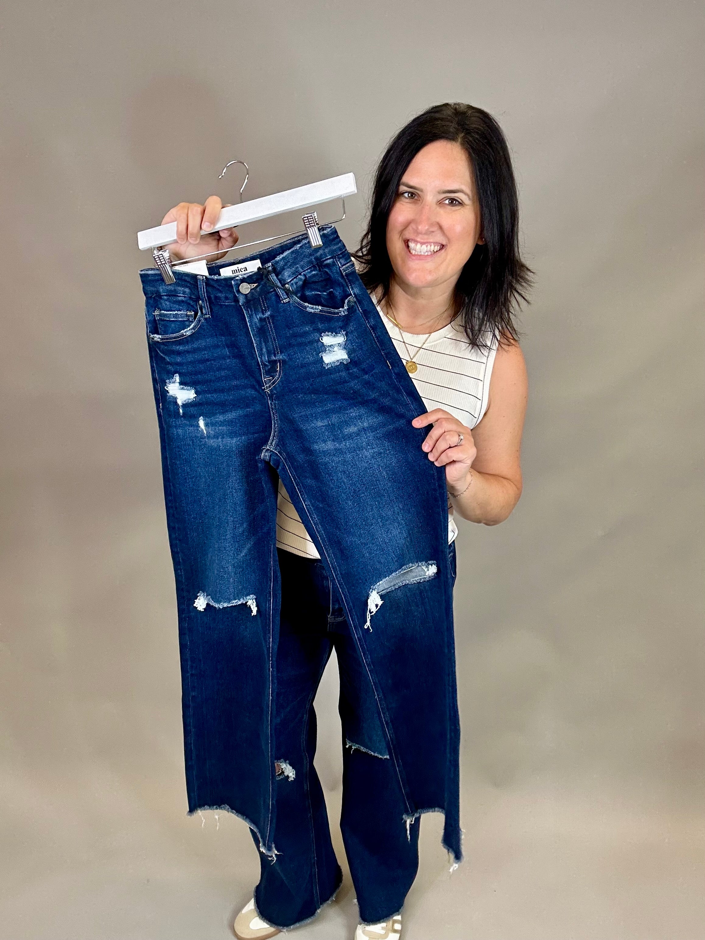 Duke High Rise Wide Leg (Mica) Bottom- Pants MICA DENIM