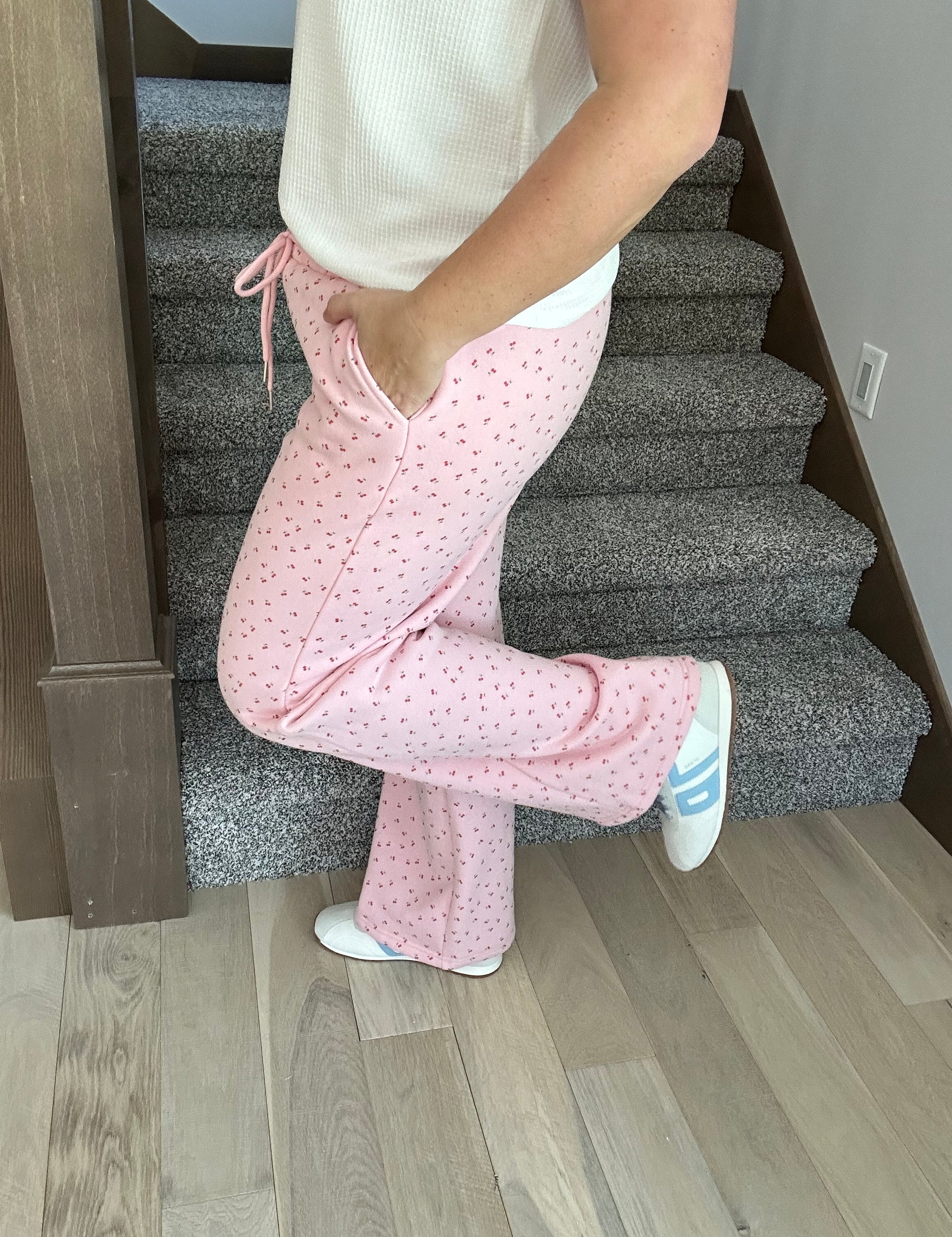 Pink Cherry Wide Leg Sweatpants Bottoms - Pants SUNDAY EDITION