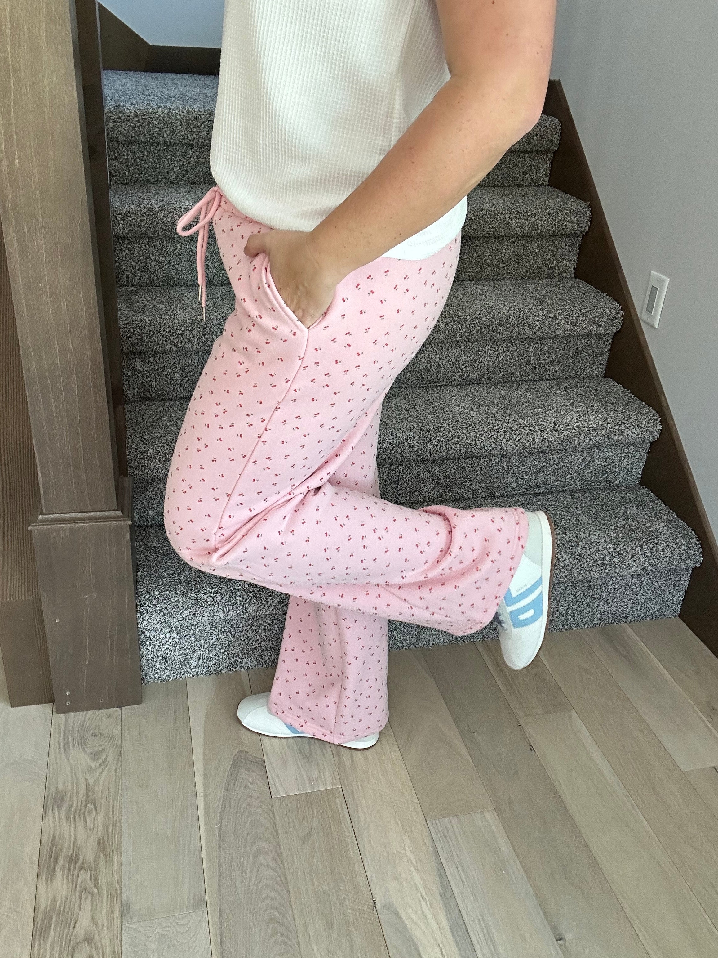Pink Cherry Wide Leg Sweatpants Bottoms - Pants SUNDAY EDITION