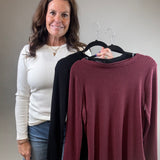 Burgundy Hacci Ribbed Knit Top Top - Sweater STACCATO