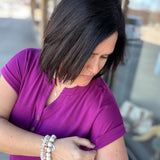 Magenta Henley Top Top - Tee STACCATO