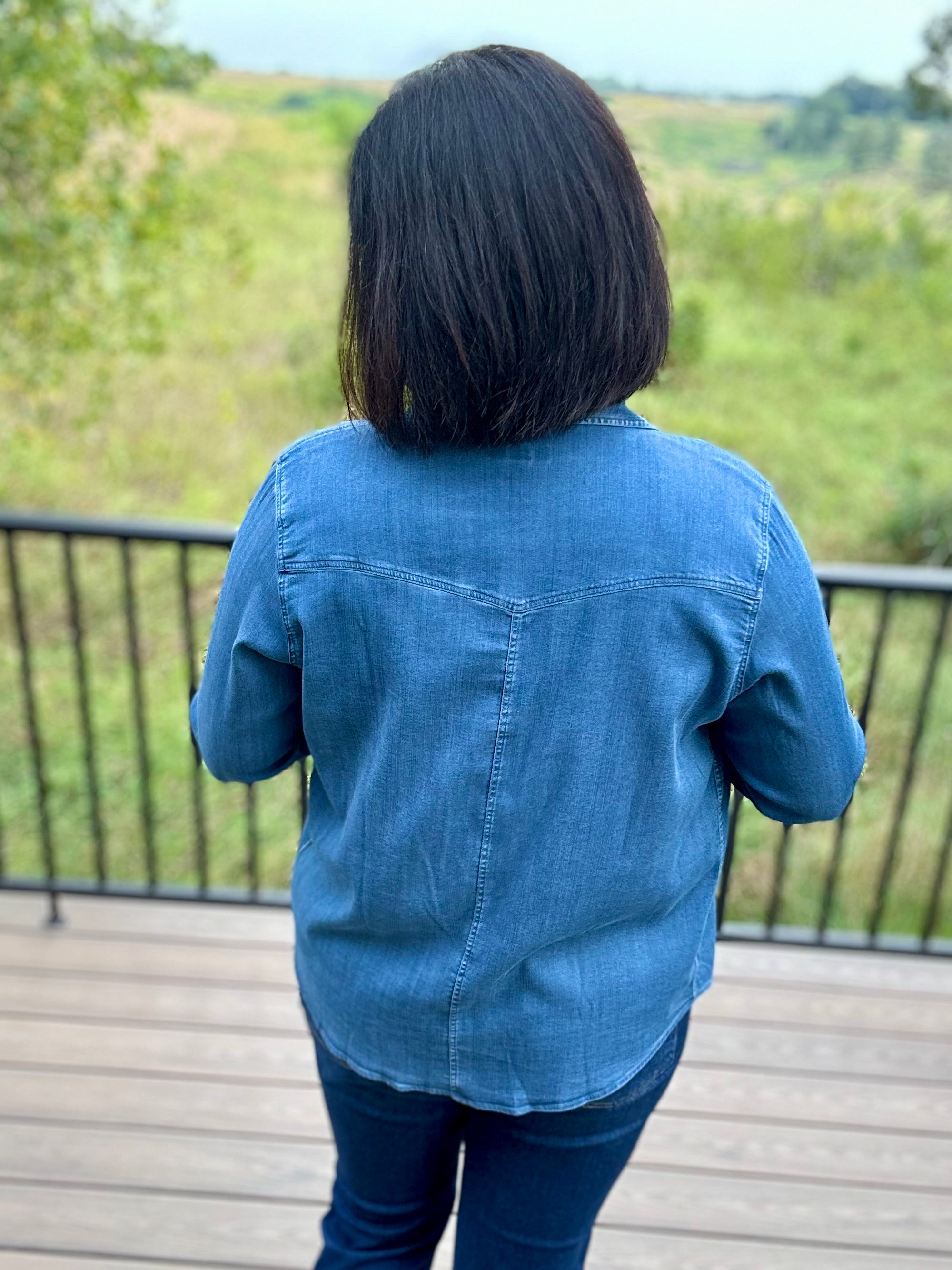 Magnolia Western Stretch Chambray Shirt Tops - Button Ups FLAG AND ANTHEM