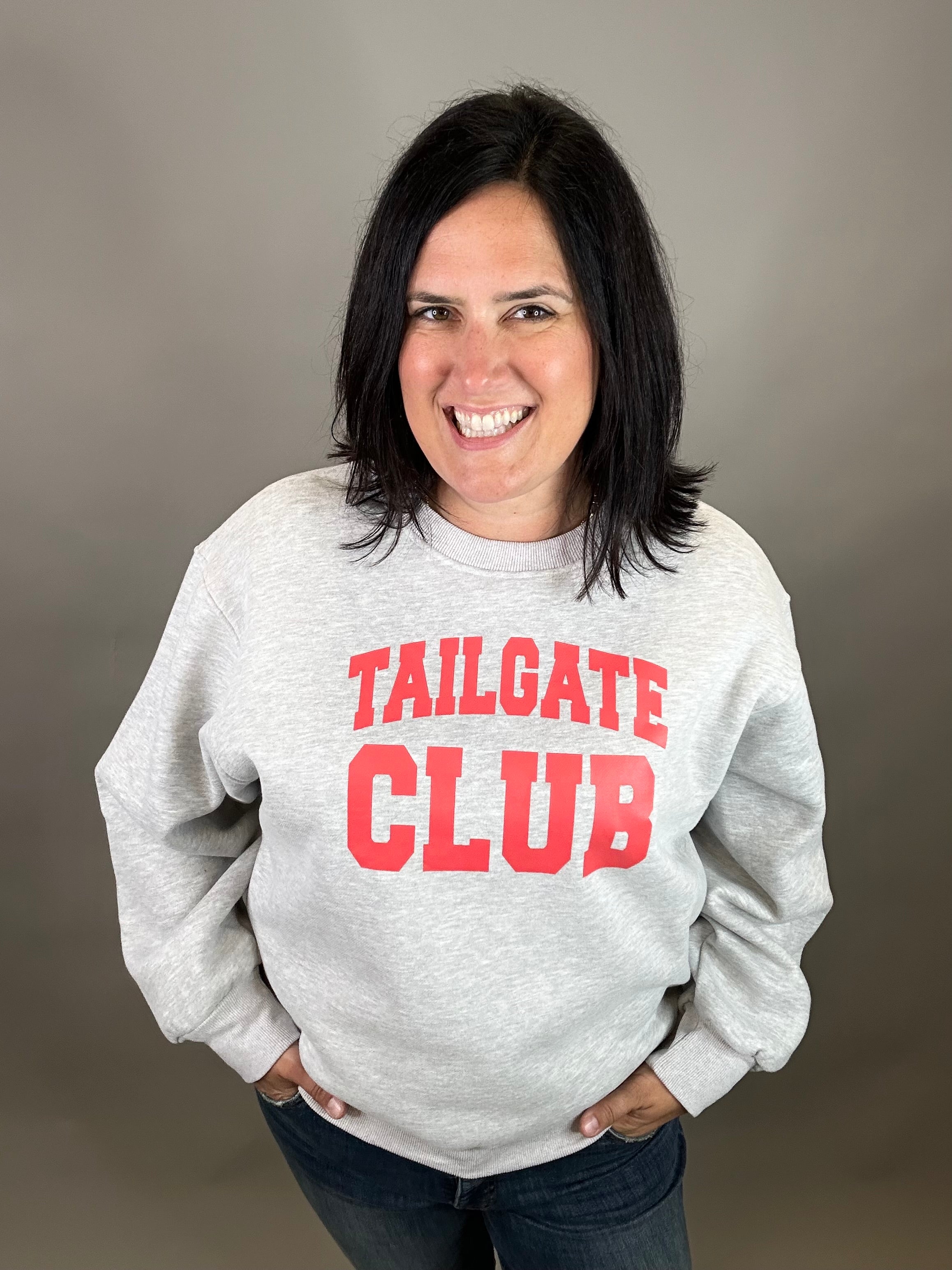 Grey Tailgate Club Sweatshirt Top - Sweatshirt PANACHE