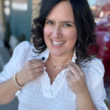 Off White Frilled V Neck Blouse Tops- Blouses STACCATO